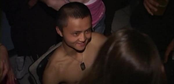 Sexy College girl Amanda lets loose with a Shy Frat Boy